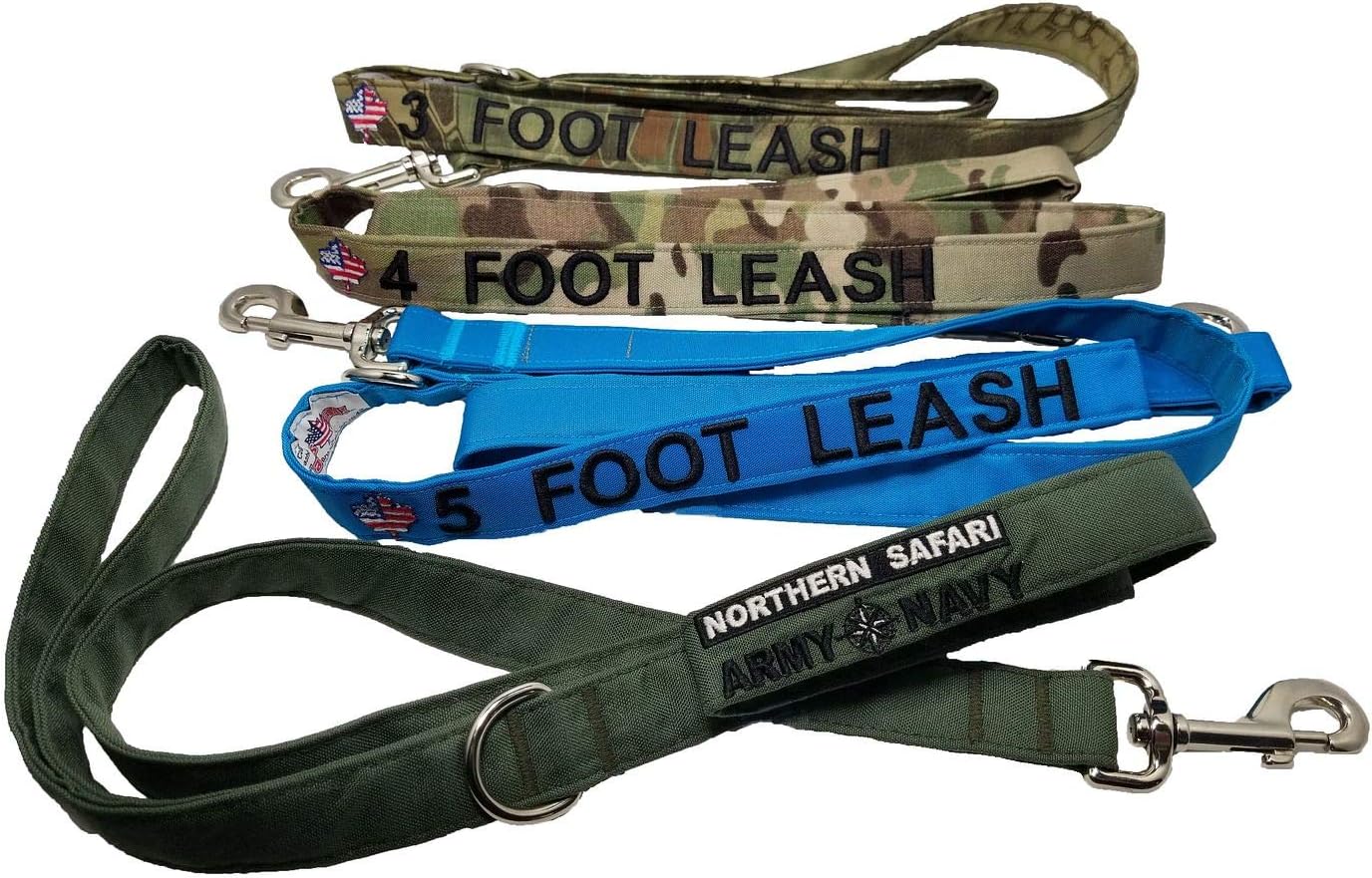 Custom 1" Dog Leashes with Text Only. Over 35 Camo/Solid Fabrics to Choose from.