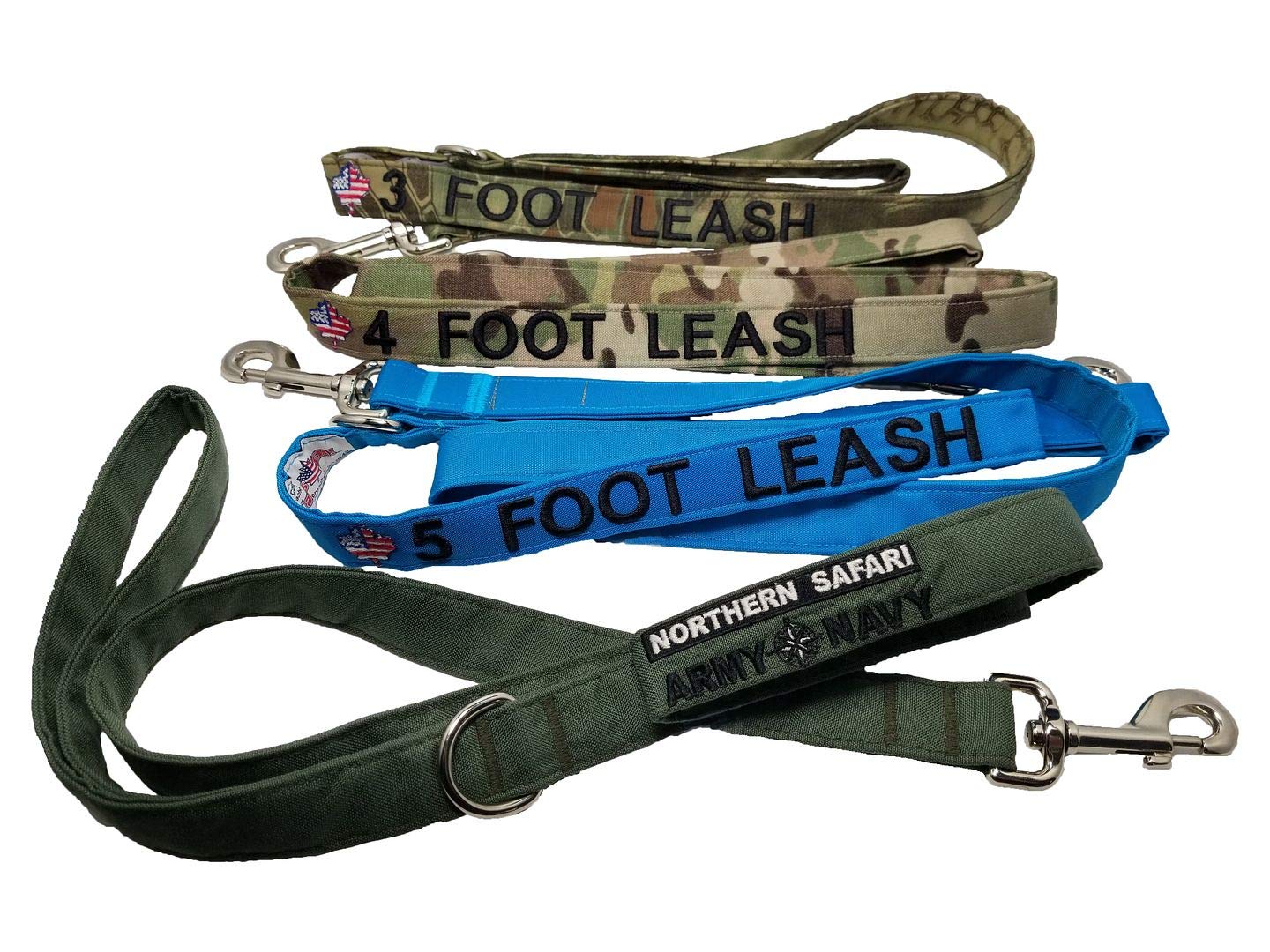 Custom 1" Dog Leashes with Text Only. Over 35 Camo/Solid Fabrics to Choose from.