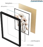 Vista 5 de 3 piezas de arte de pared con marco de flores para oficina, sala de estar, 12 x 16 pulgadas, elegante tulipán negro enmarcado, arte moderno