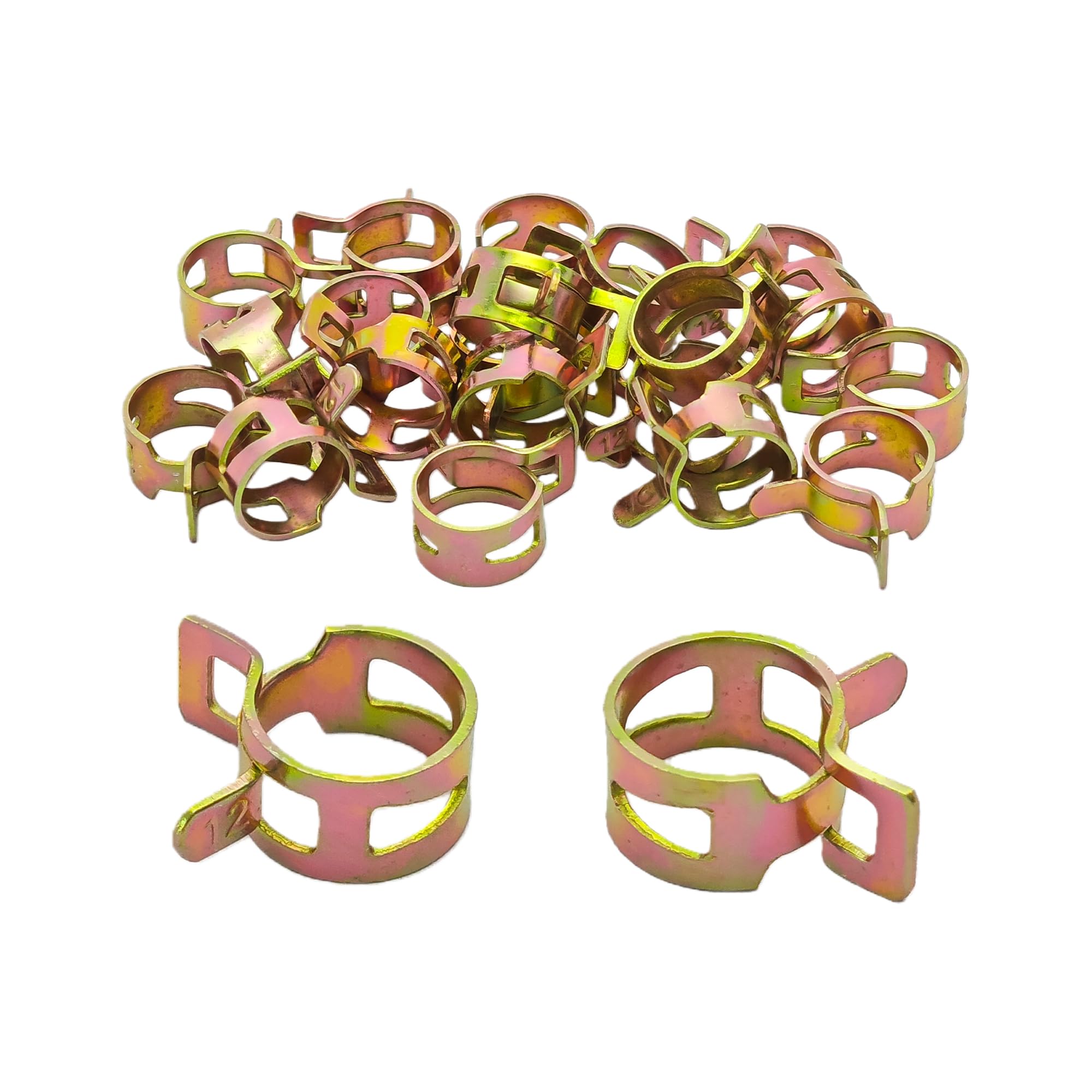 20Pcs 1/2inch Spring Band Type Fuel Hose Clamps, 12mm Silicone Vacuum Hose Pipe Clamp Fasteners, Water Pipe Air Tube Clamps, Fit 11.9-13.1mm OD Hose