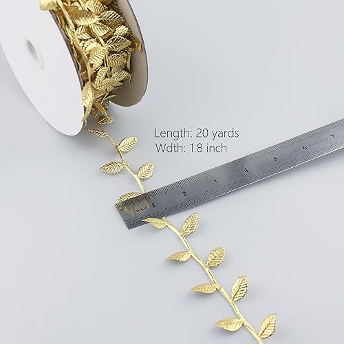 Miniatura 2 de Cinta de hojas de oro de 20 yardas, hojas de oro falsas para boda, aula, decoración de Navidad, envoltura de regalos, decoración de pasteles, corona