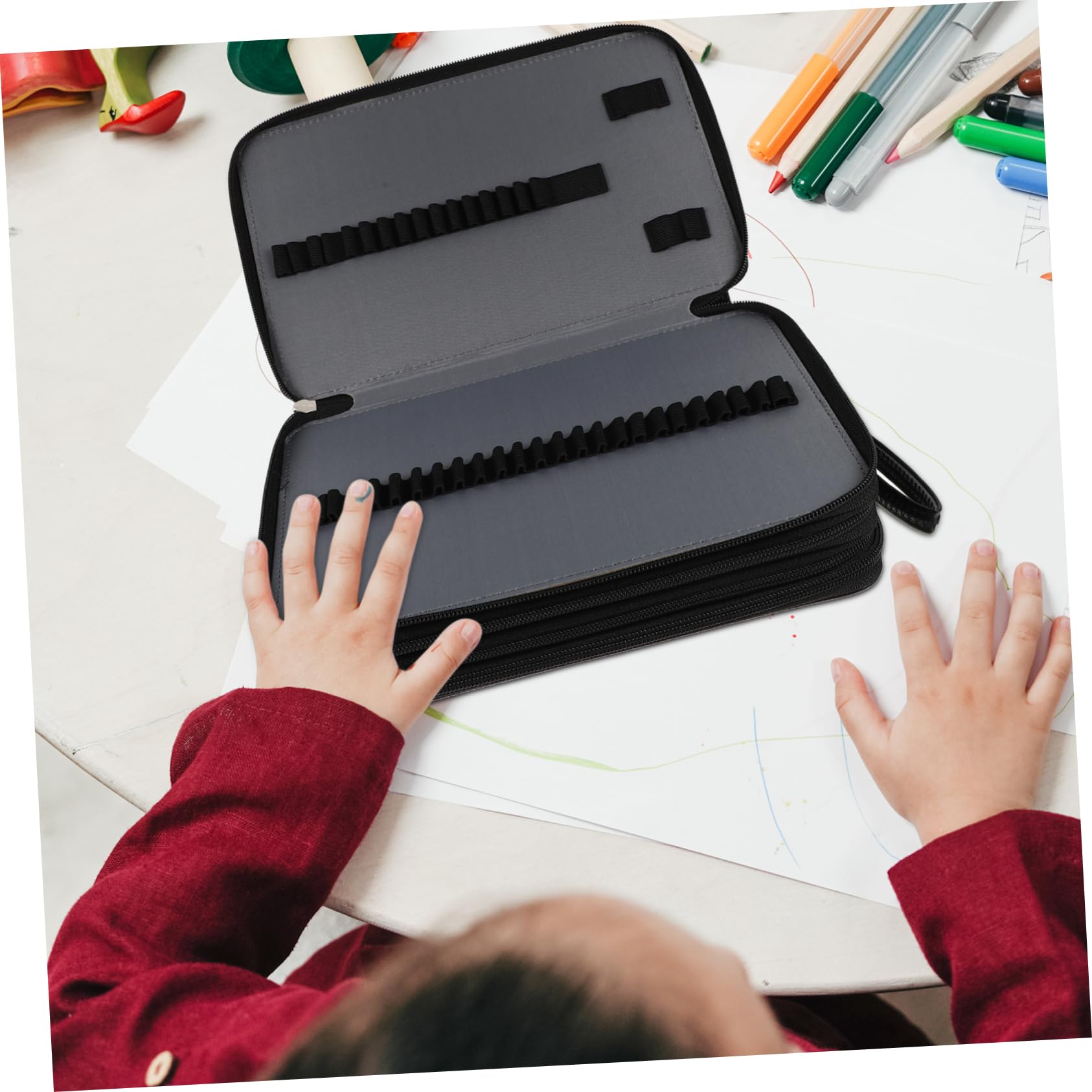Astuccio Portatile Per Matite Artistico Borsa Fessure Elastiche Per Penne e Matite Design Per Studenti e Artisti