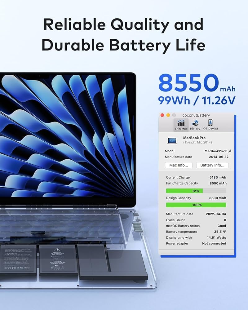 Amazon.co.jp: A1618 A1494 交換用バッテリーMac Book Pro 15インチ