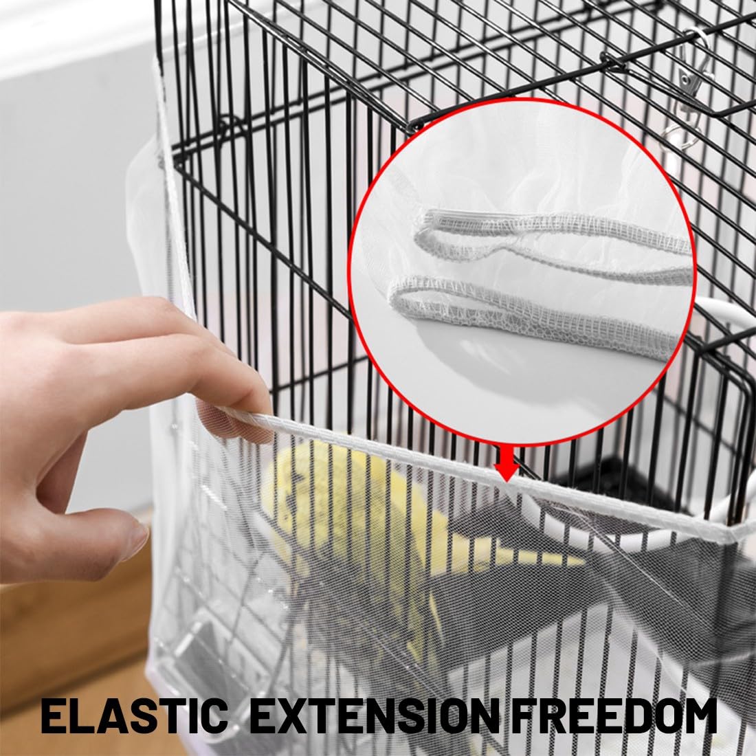 1pz Copertura per Gabbia, Copertura in Rete, Copertura per Gabbia Uccelli Copertura in Rete per Gabbia Uccelli di Nylon con Cattura di Piume Semi Protezione Gonna Morbida Ariosa per Parrocchetto