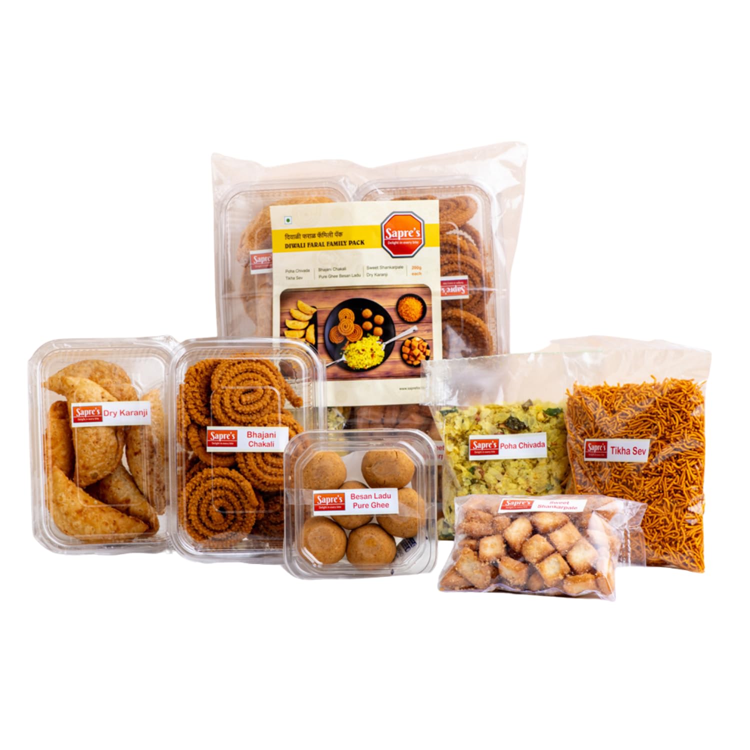Sapres Diwali Faral Family Pack (6-in-1) | Sweet & Spicy Mix Snacks | Diwali Snacks Gift Hamper | For Diwali Gifting & Gathering | Deepawali Gift | Diwali Hamper for Gifting | Diwali Gift Hampers | Pure Ghee Besan Laddu, Dry Coconut Karanji, Crispy B (B0DB8DD27K) Amazon Price History, Amazon Price Tracker
