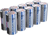 Vista 1 de Tenergy NiMH SubC 1.2V 3800mAh Baterías recargables, con pestañas, paquete de 10