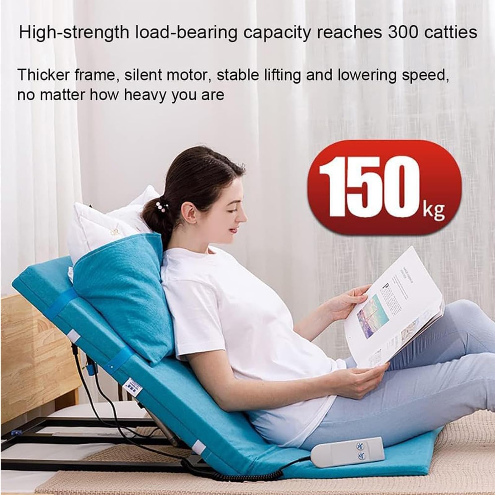 Respaldo de cama eléctrico ajustable con mando a distancia para sentarse y soporte lumbar, ideal para ancianos y comodidad
