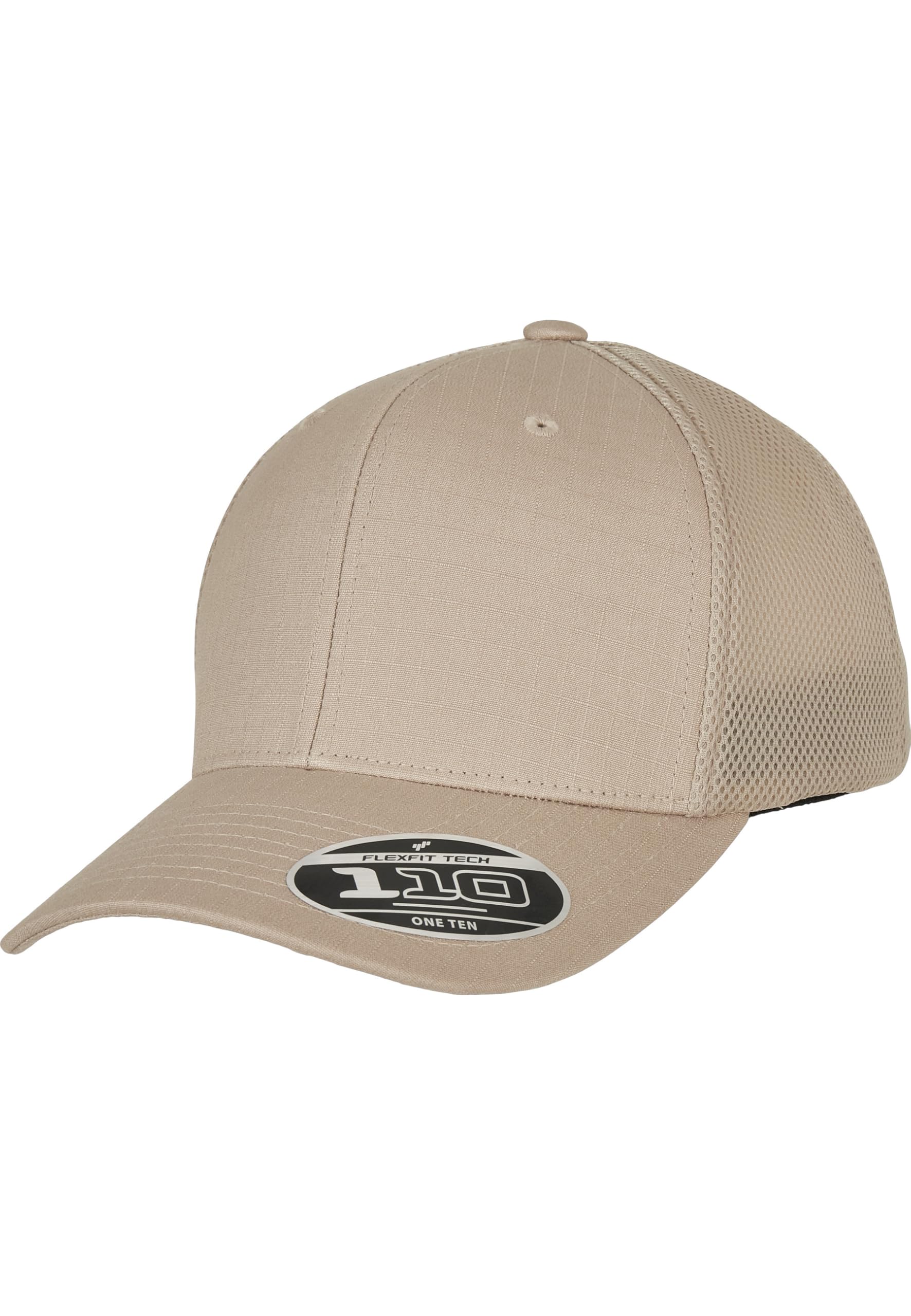 Flexfit Unisex Trucker Cap z elastycznym paskiem Flexfit, regulowany rozmiar dzięki zapięciu z tworzywa sztucznego Snapback, wygięty daszek, khaki, Rozmiar uniwersalny