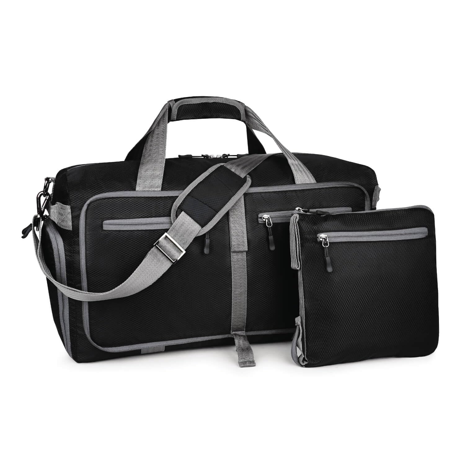 Light Foldable Duffel Bag for Travel, Packing and Storage - Men and Women - 45L, Black