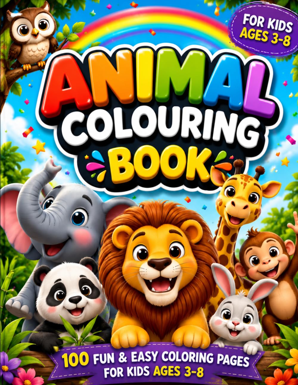 Cute Animals Coloring Book for Kids: Learn While Coloring
