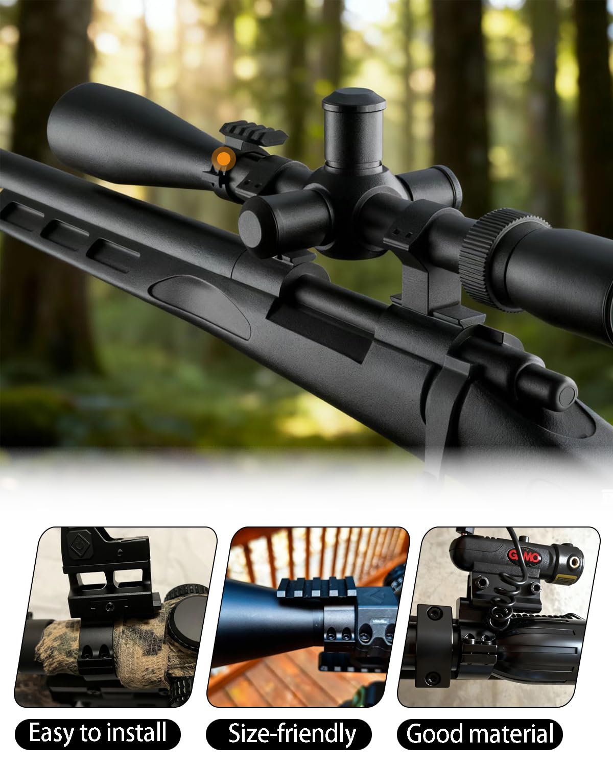 34mm Scope Rings Adapter With 4-Slot Picatinny Rail - Tactical Barrel Clamp Mount For Flashlight & Accessories