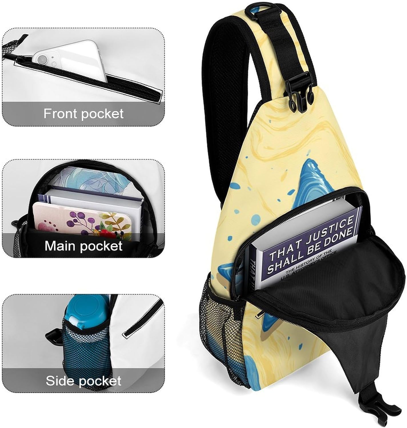 Fluid Stars Sling Crossbody Bag Lightweight Chest Shoulder Backpack for Outdoor Sports