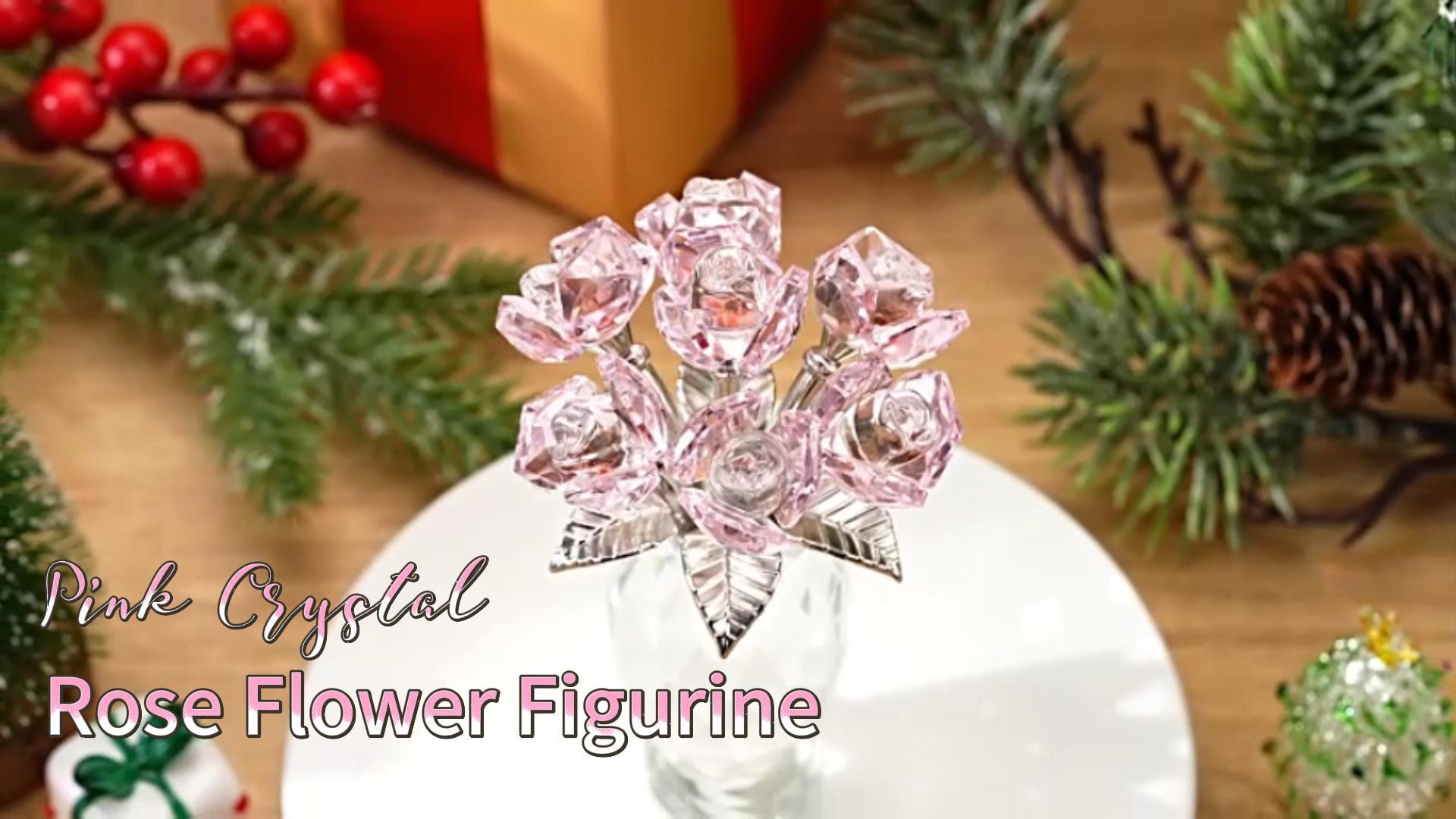 Amazon.com: H&D HYALINE & DORA Pink Crystal Rose Flower Figurine