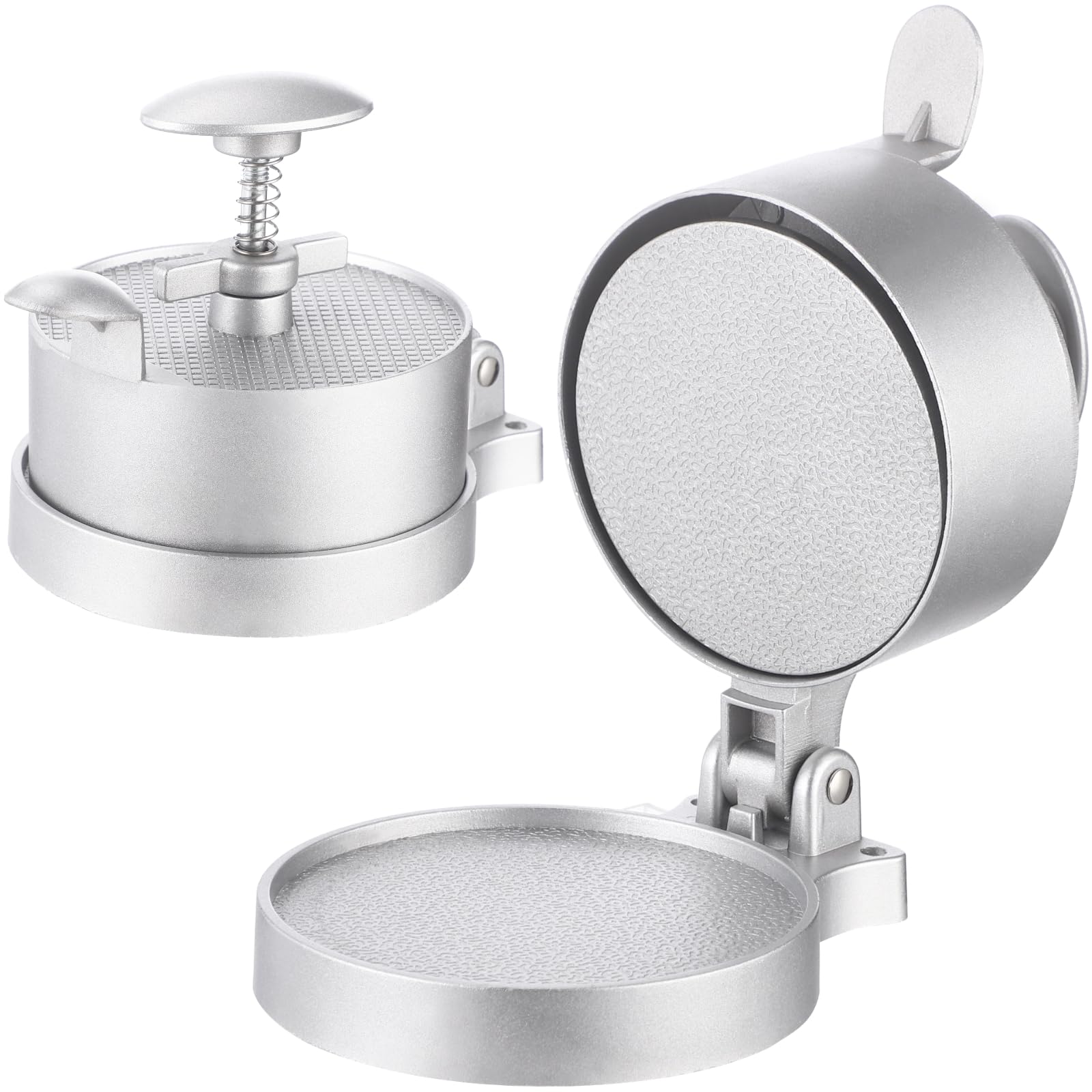 Adjustable Burger Press, Hamburger Patty Maker Mould, Manual Meat Patty Press with Spring Loaded Plunger, Non-Stick Aluminum Alloy Hamburger Maker for Home Kitchen