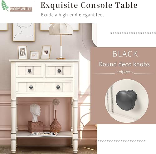 Miniatura 67 de Merax Mesa consola clásica de madera para entrada, pasillo, aparador con cajones de almacenamiento y estante inferior (azul marino) azul marino