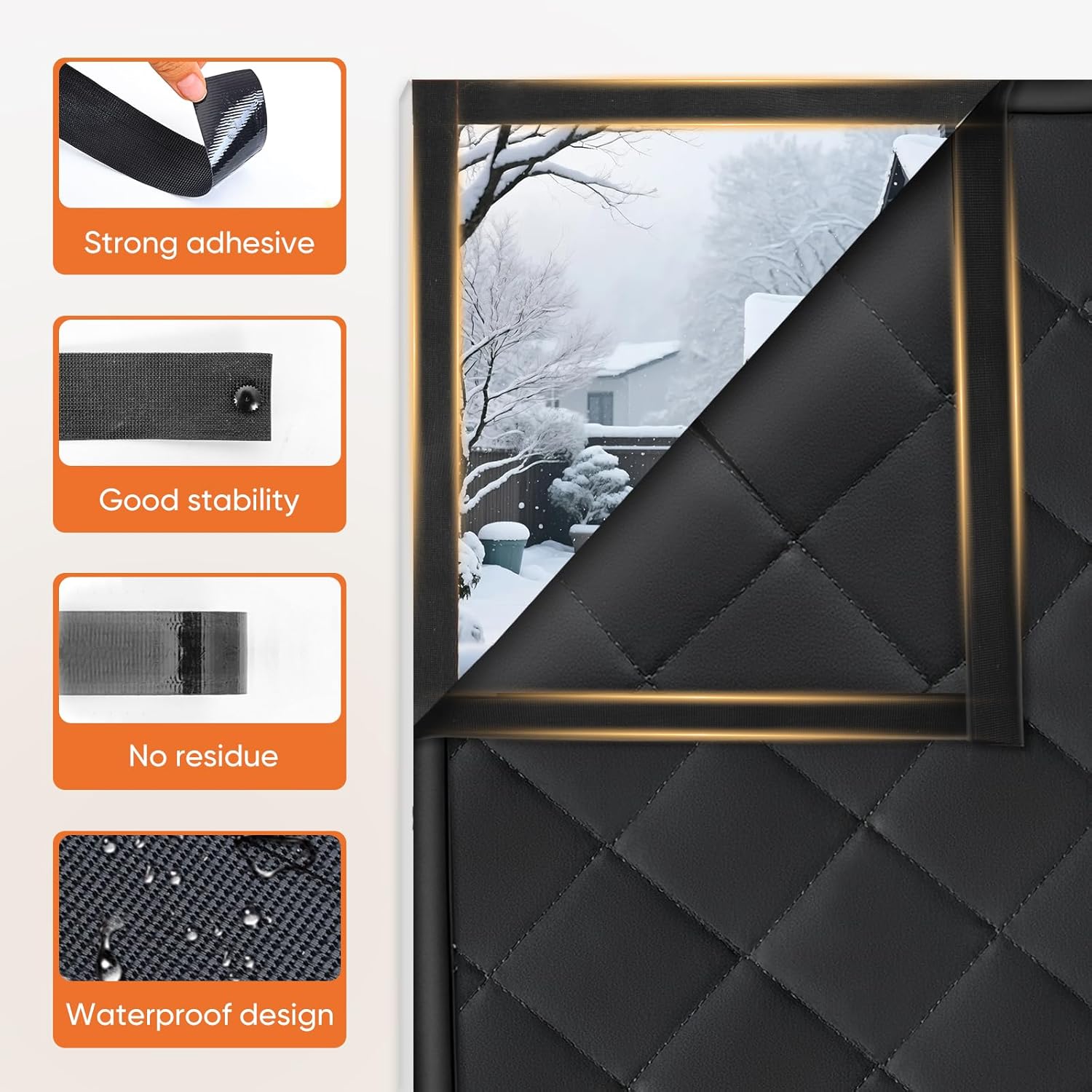 Window Insulation for Winter, Thermal Curtains Insulated Window Blanket Cover to Keep Cold Out, Weatherproofing Insulation Kits for Home (75” x 79“, Black)
