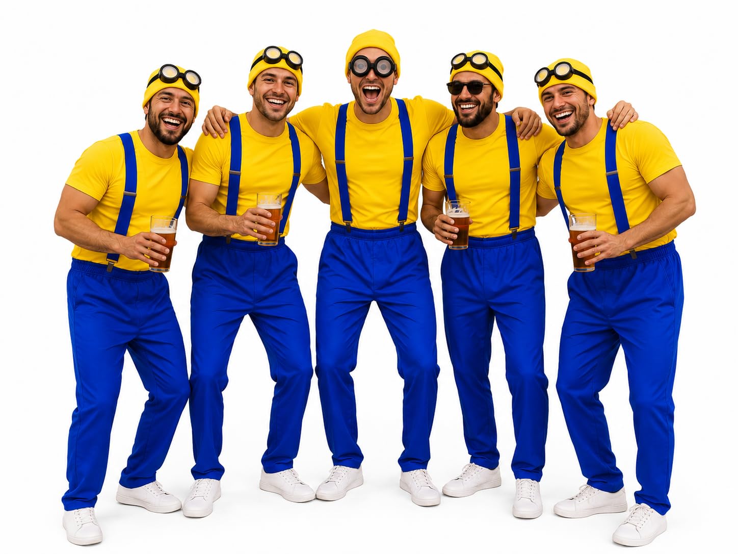 Costume da lavoratore giocoso giallo e blu per adulti