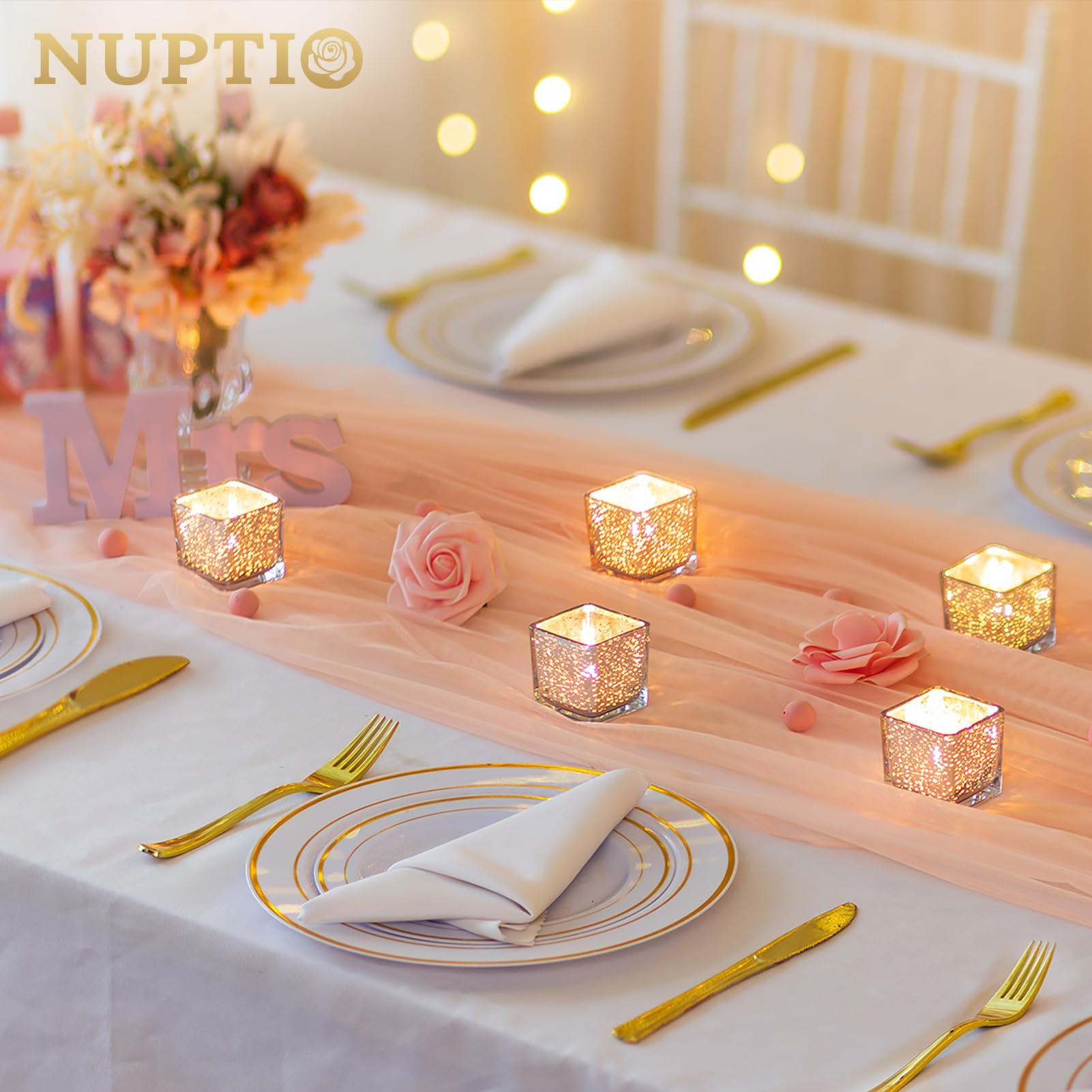 Nuptio Argento Portacandele In Vetro - 12 Pezzi Portacandele Votive Galleggianti E Tealight Mercurio Light Holders Bulk Natale Matrimonio Anniversario Casa Chiesa Hotel Tavolo Centro Pezzi Ornamenti