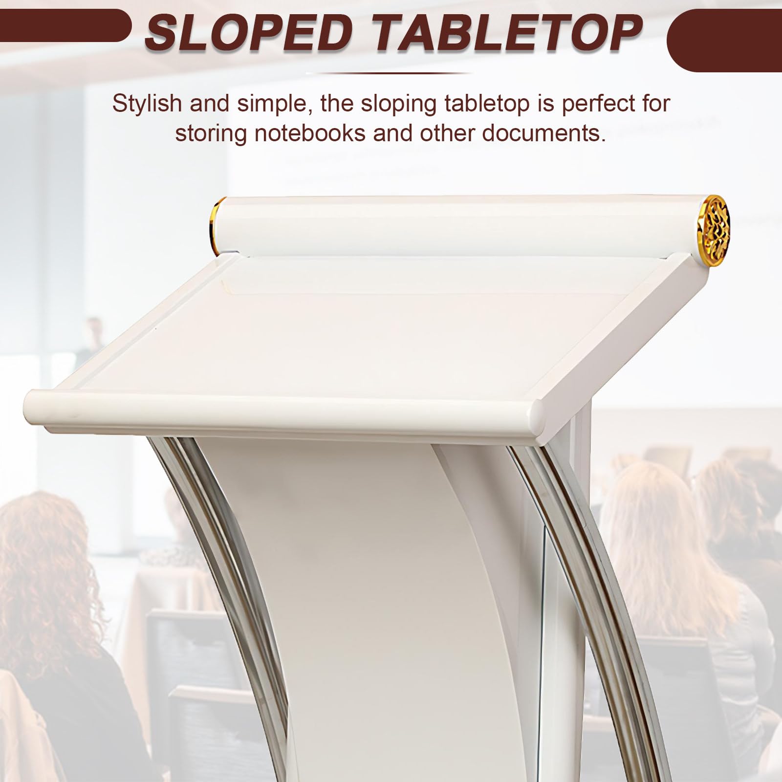 Pupitre en métal incurvé - Hauteur 120 cm, Plateau inclinable réglable, élégant gaufrage, Base Solide, idéal pour Ordinateurs Portables et Documents, Disponible en Blanc,