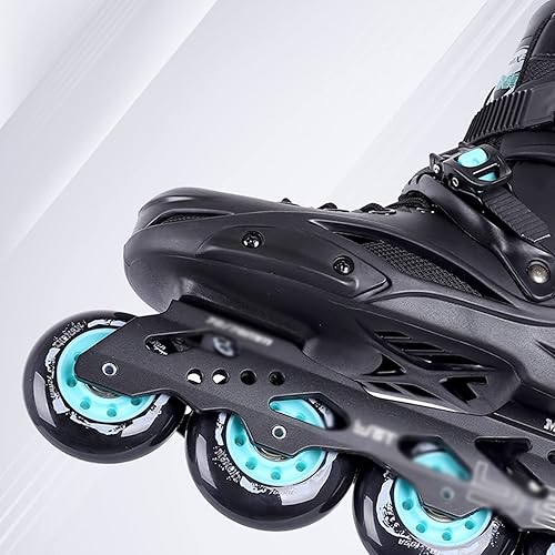 Miniatura 7 de DHAEY Patines en línea para principiantes profesionales para niños y niñas, 8 ruedas, patines para deportes al aire libre (color negro, tamaño 13.5