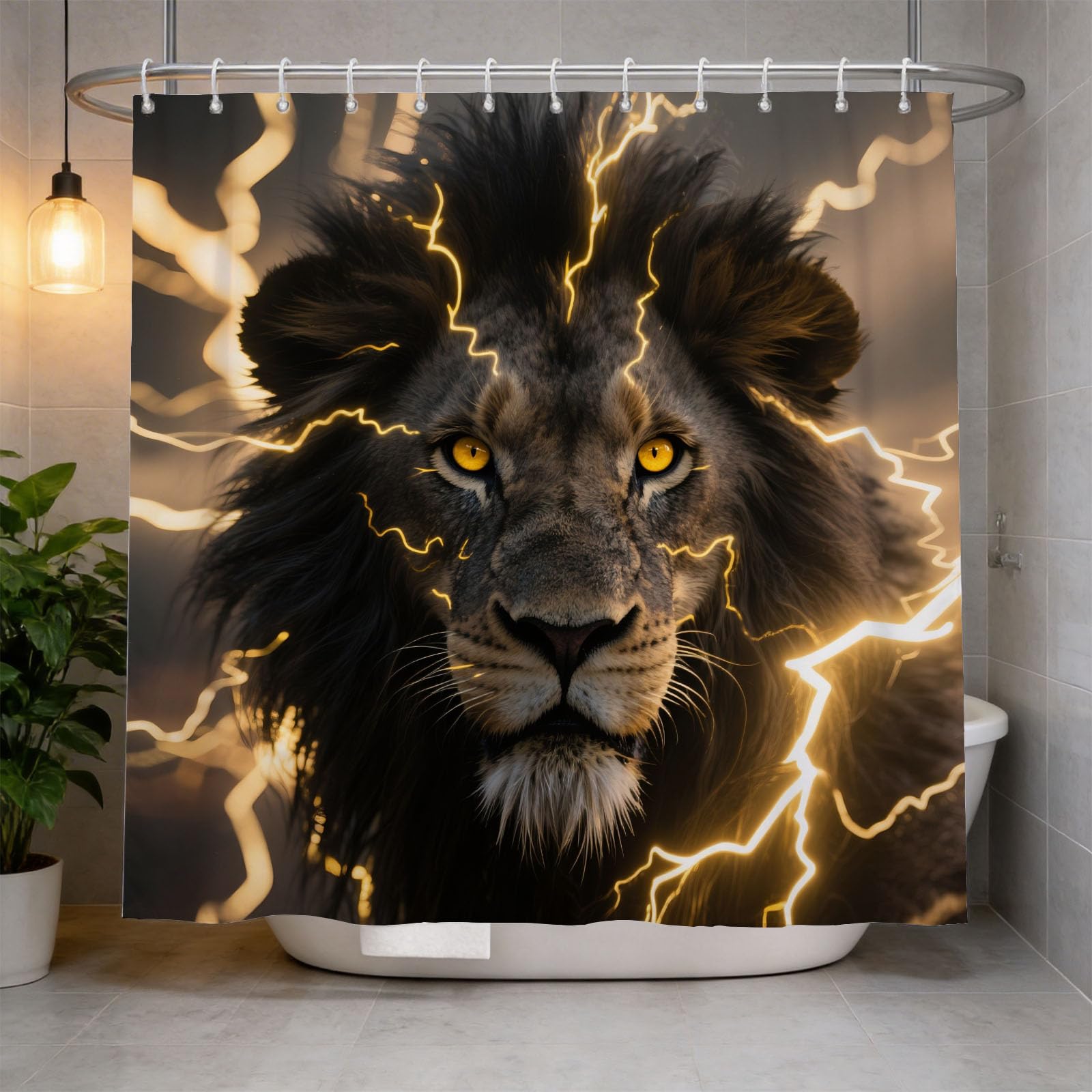 Hongduo 3D Tiger Printed Shower Curtain for Stalls Bathtubs Wildlife Bathroom Decor Shower Curtain Set Polyester Fabric Waterproof 180x180cm/71X71 Inch with Hooks