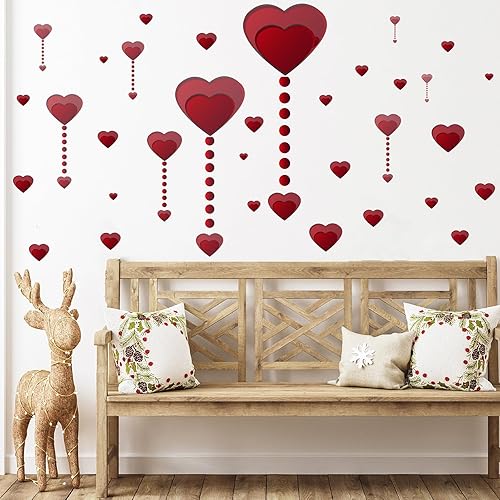 Miniatura 4 de Calcomanías de pared colgantes de corazón para el día de San Valentín, murales de pared para decoración de habitación, puerta, boda, fiesta, ventana
