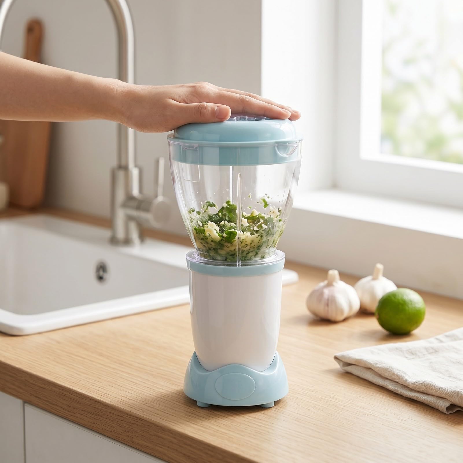 Denash Procesador de Alimentos para Bebés, Fabricante de Alimentos para Bebés Multifunción de 200 W con Hoja de Acero Inoxidable, licuadora de puré Infantil (Enchufe europeo 220-240V)