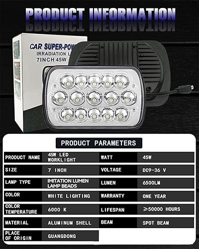 Miniatura 8 de 2 faros delanteros 7x6 5x7 H6054 de haz alto y bajo sellado, DOT 120W 8400LM compatibles con Cherokee XJ Wrangler YJ Comanche MJ GMC Savana Safari