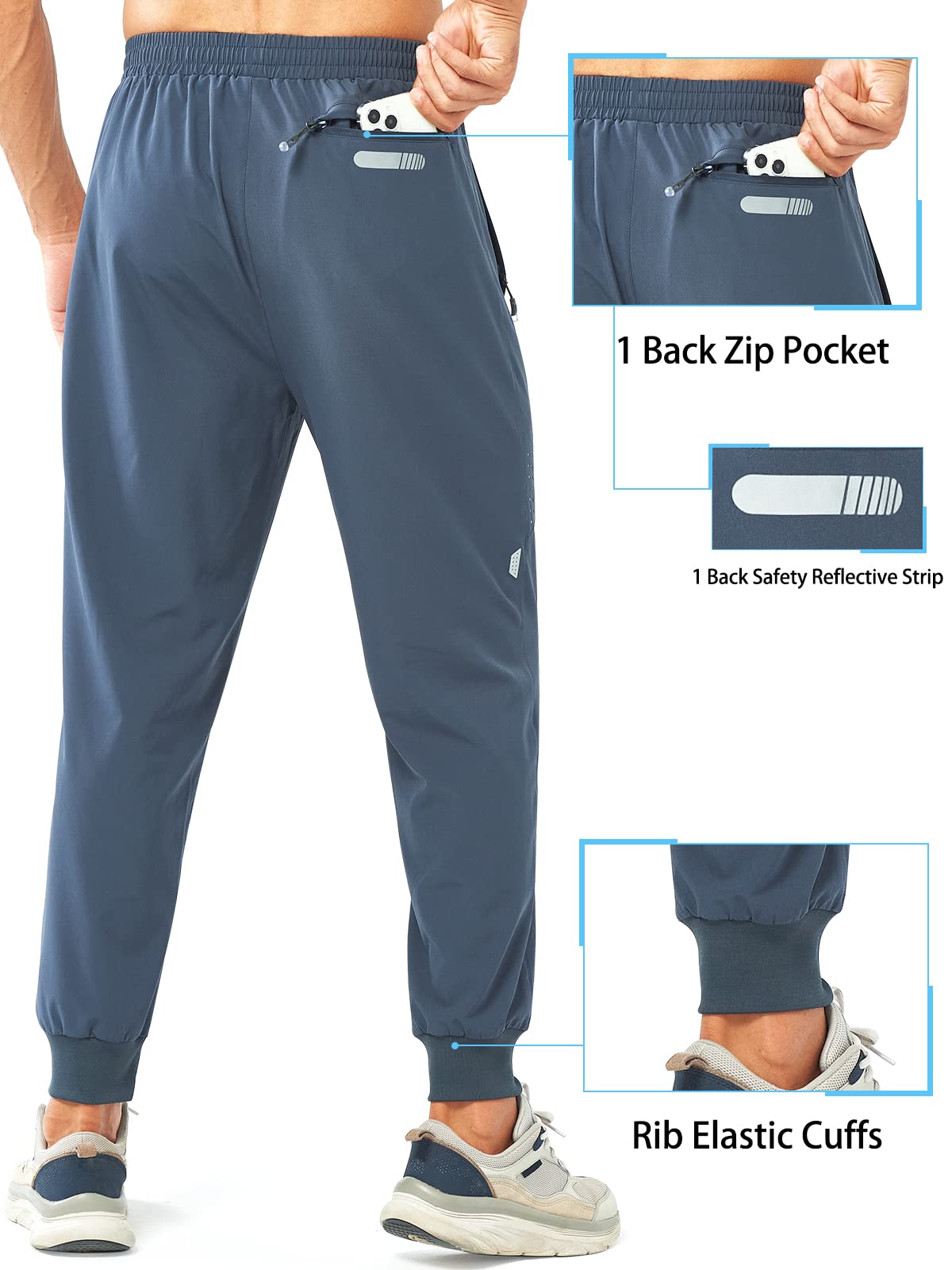 NORTHYARD Sporthose Herren Lang Trainingshose Leichte Atmungsaktiv Polyester Jogginghose Outdoor Fitness Hose mit Reißverschlusstaschen