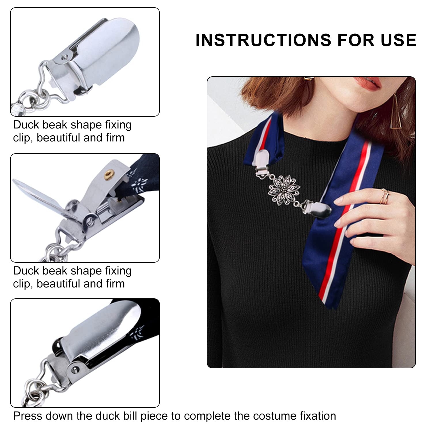 6-teiliges Brosche Set - Vintage Cardigan Clips Mit Strass In Silber