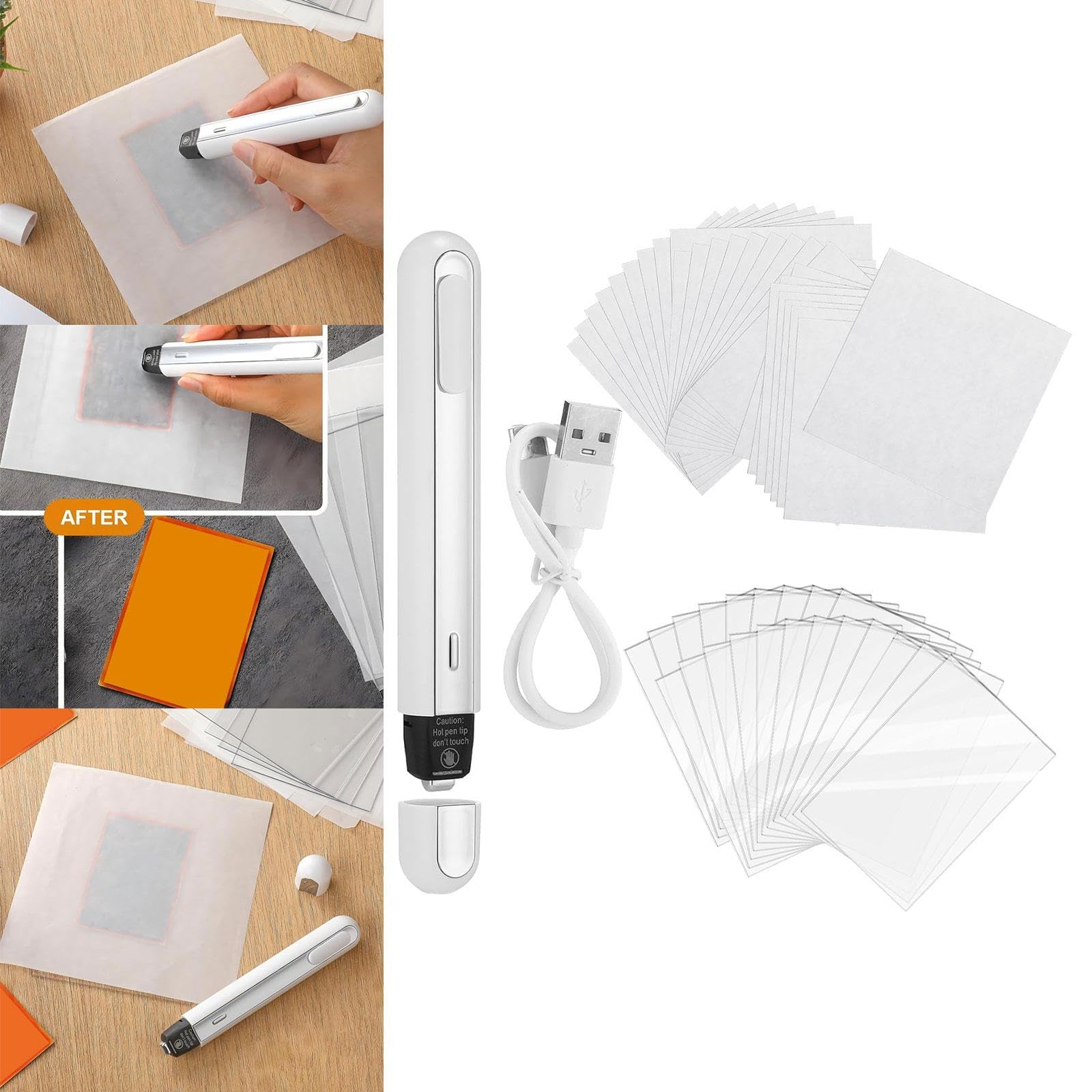 Generic 49 Pezzi Kit Appiattimento Carte Penna Termica Strumento Riparazione Accessori Pulizia Trasparenti Acrilico Adatto per Collezionisti