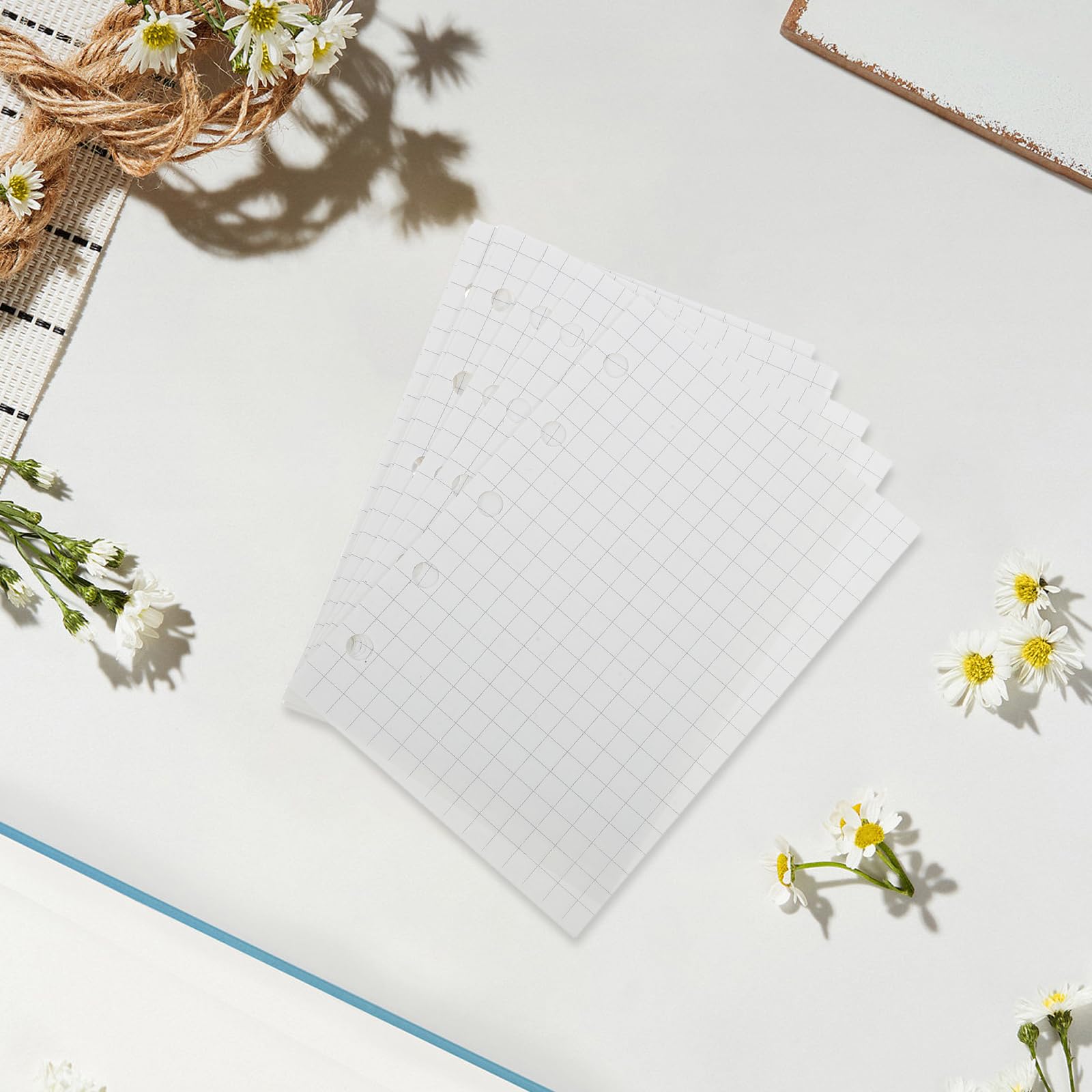 Ricarica Carta Planner M5 20 Pezzi 5 Fori Mini Fogli Rigati a Quadretti per Agenda Organizer Tascabile Compatibile Quaderni Ufficio Scuola