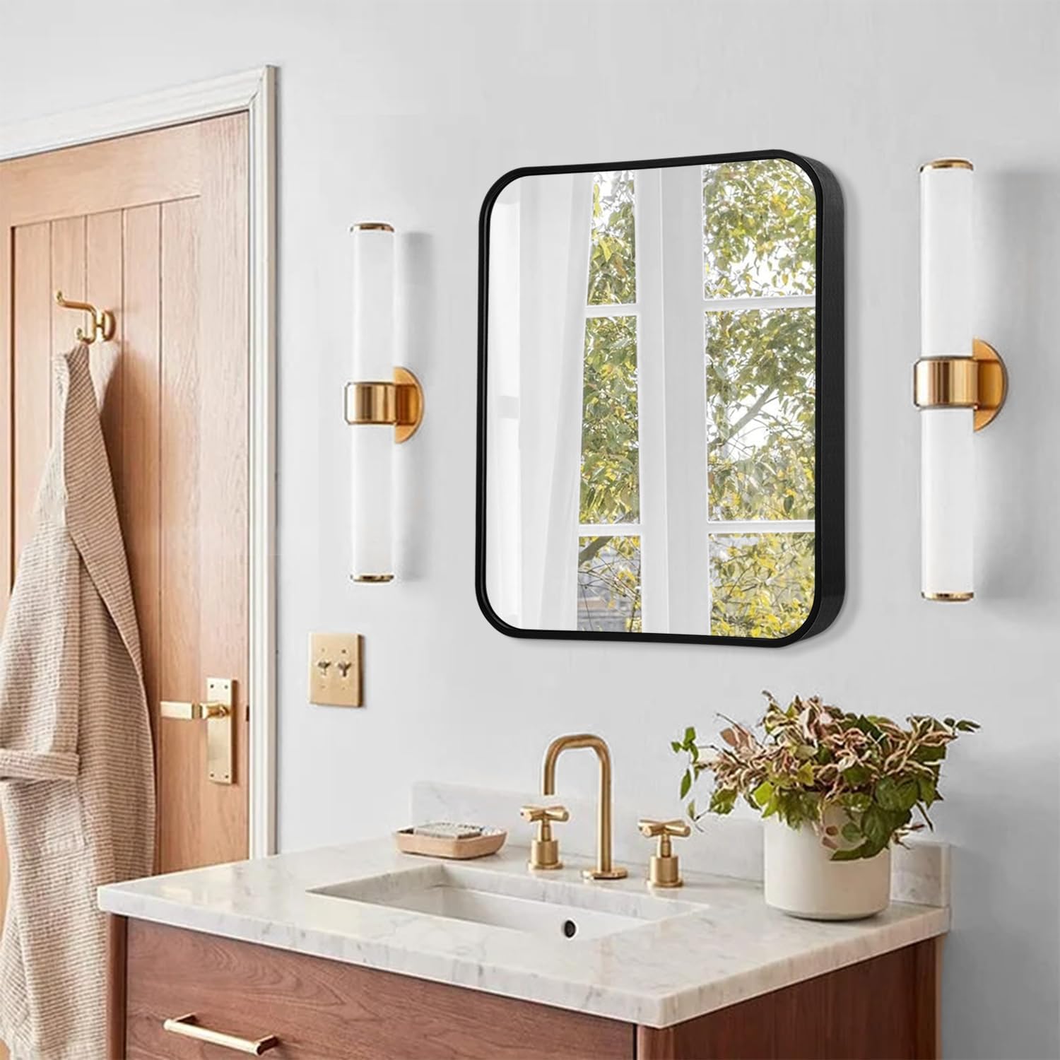 Espejo De Baño De 24 X 32 Pulgadas Con Luz, Espejo De Baño Regulable