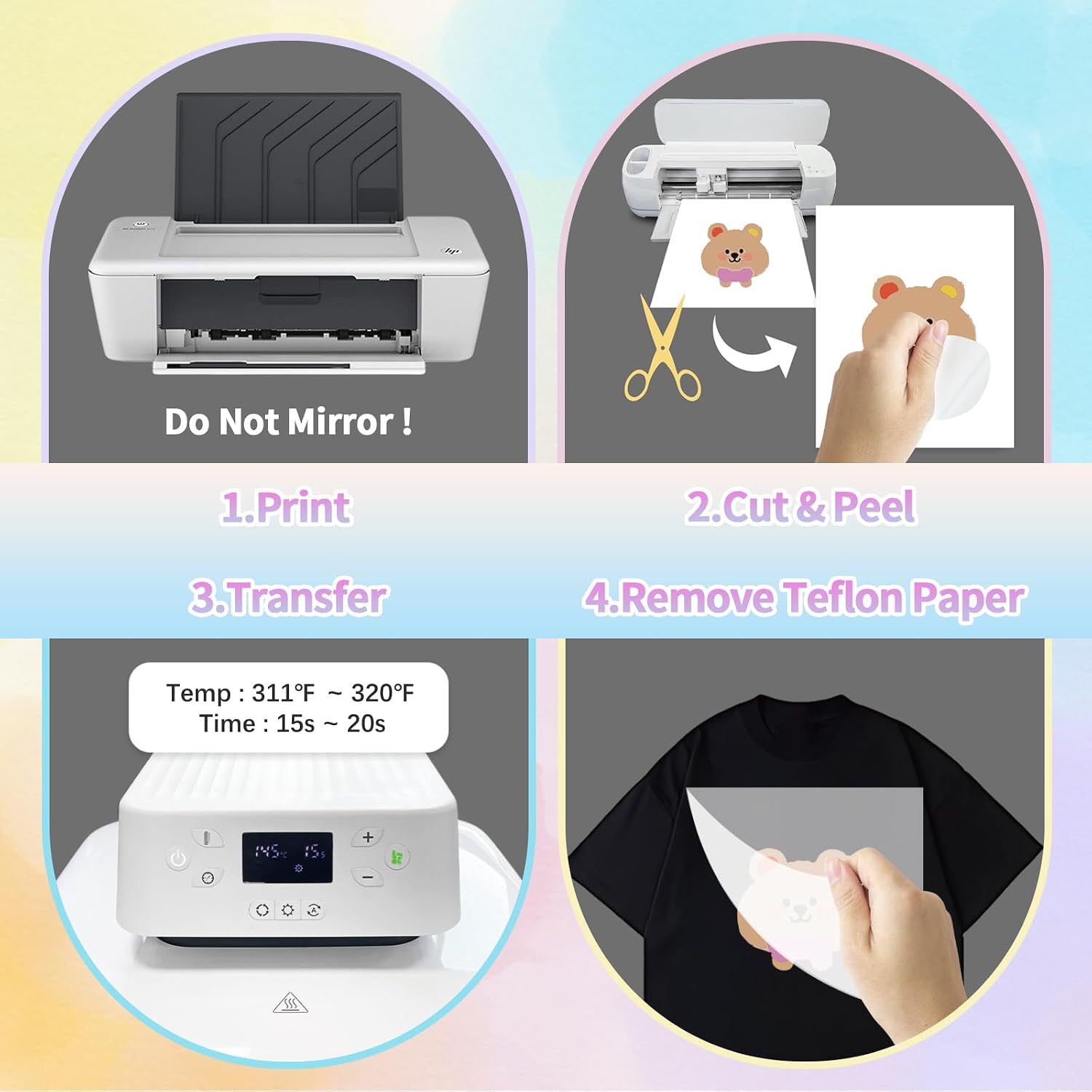 Heat Transfer Paper for Dark Fabrics - 20 Sheets 8.5x11 | Compatible with Inkjet & Laser Printers | for T-Shirts, DIY Gift & Clothing Customized Transfer Paper