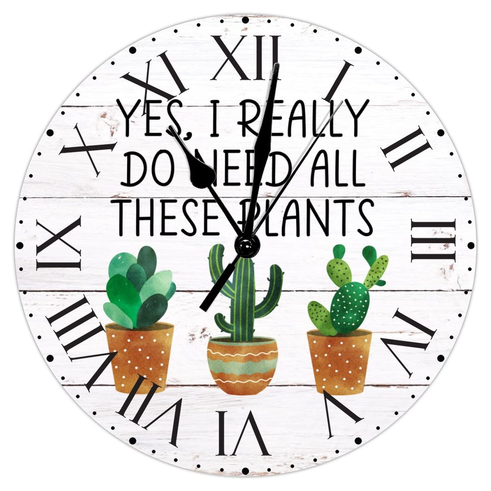Horloge murale sans tic-tac pour rompre le bruit du bureau avec design plantes