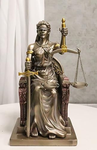 Miniatura 3 de Ebros Gift Figura de ley y orden judicial de 8 pulgadas de alto, escultura de diosa griega La Justica en acabado de resina de bronce sintético