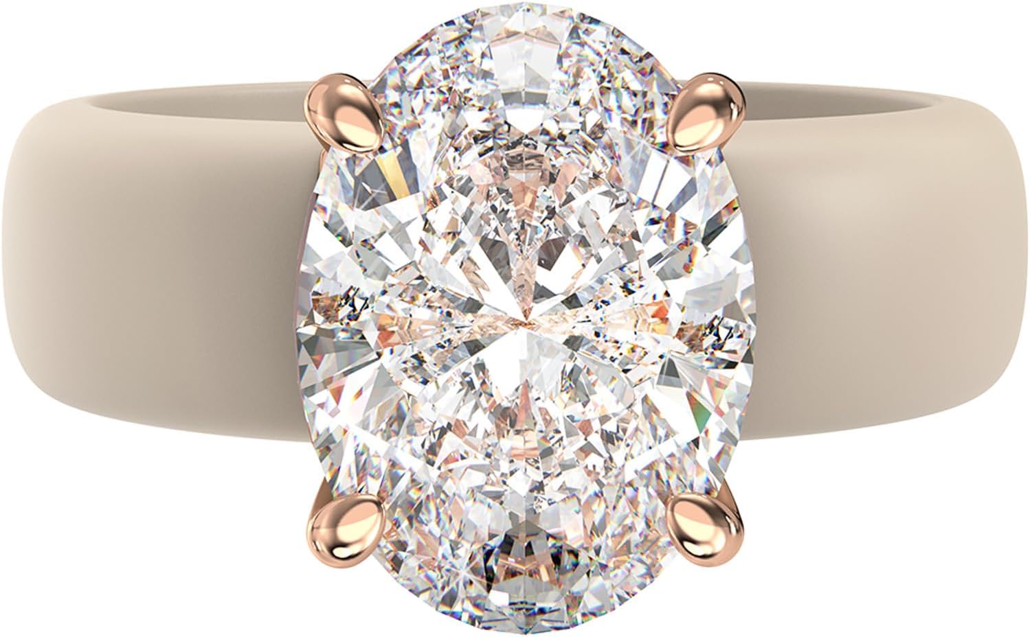 Rinfit Silicone Ring with Stone - Oval Cut Cubic Zirconia Solitaire Engagement Ring for Women - Rubber Wedding Bands - Patented Design