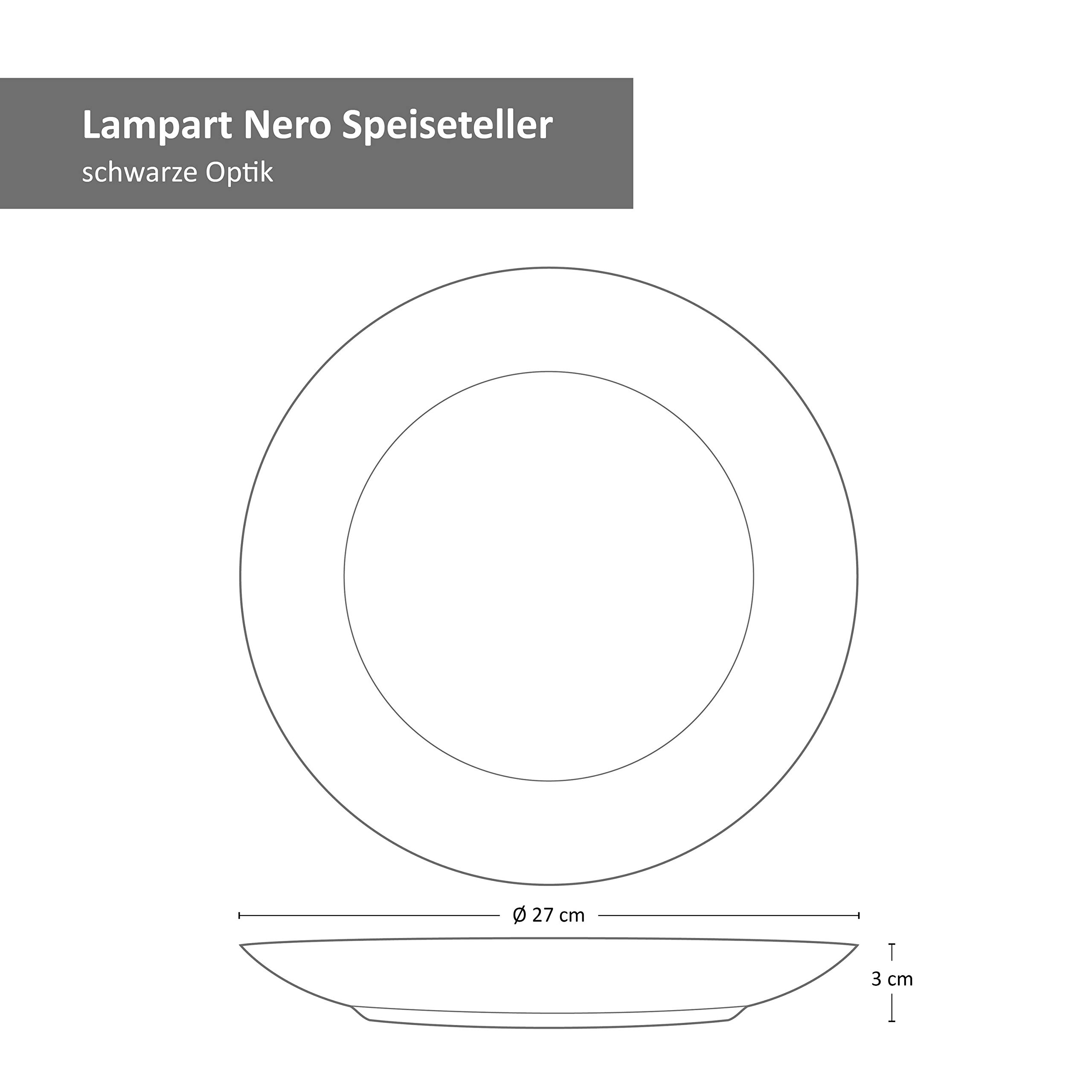 MamboCat Lampart Nero - Set di piatti fondi da 18 pezzi, per 6 persone, in stile etnico moderno, in gres nero opaco