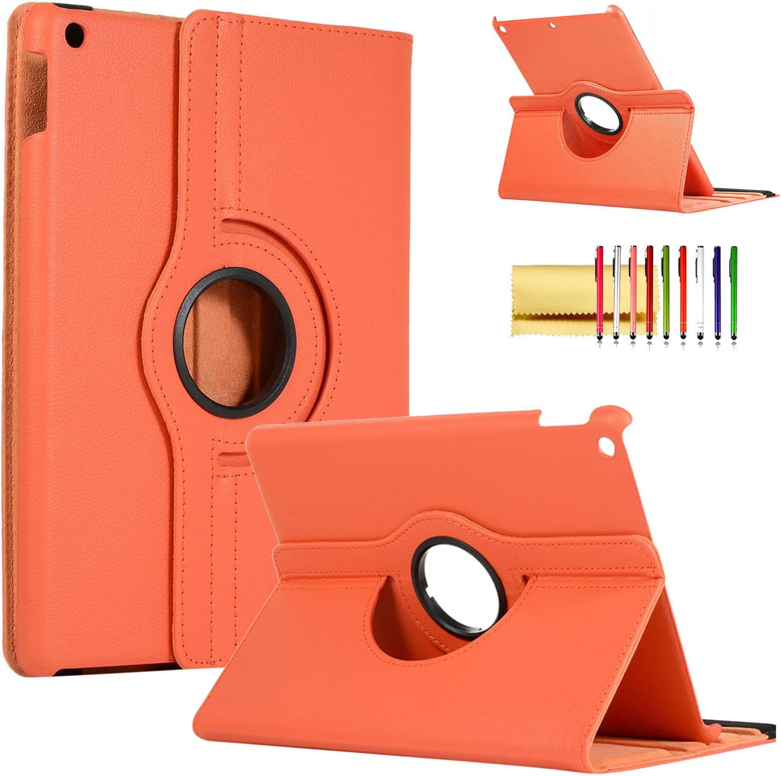 Rotating Case for iPad Pro 12.9-inch 1st & 2nd Generation (2015/2017), Techcircle Slim Premium PU Leather Smart Cover Multi-Angle Viewing Stand Folio Magnetic Hard Shell Protective Case, Orange