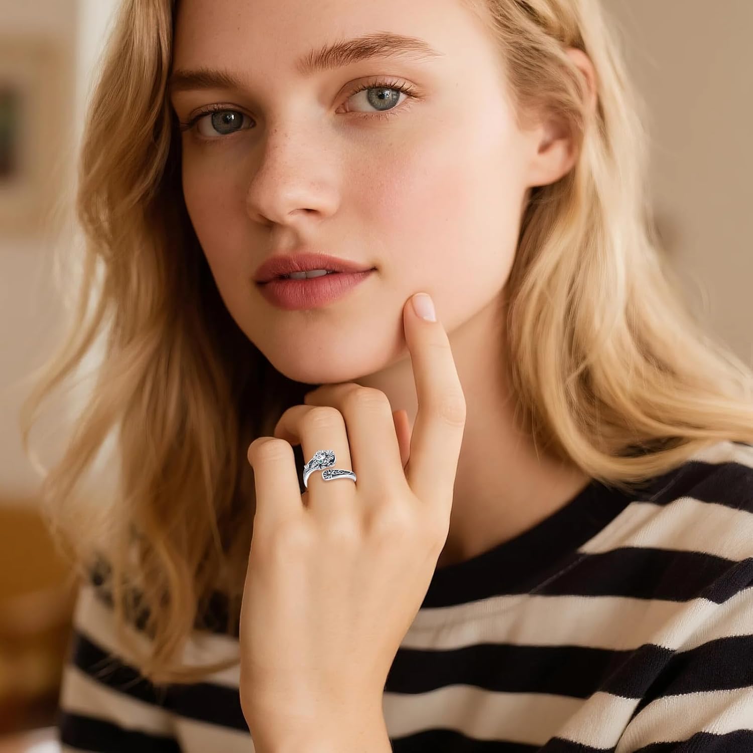 Frog Ring 925 Sterling Silver Lotus Adjustable Thumb Rings Frog Jewelry Gifts for Women