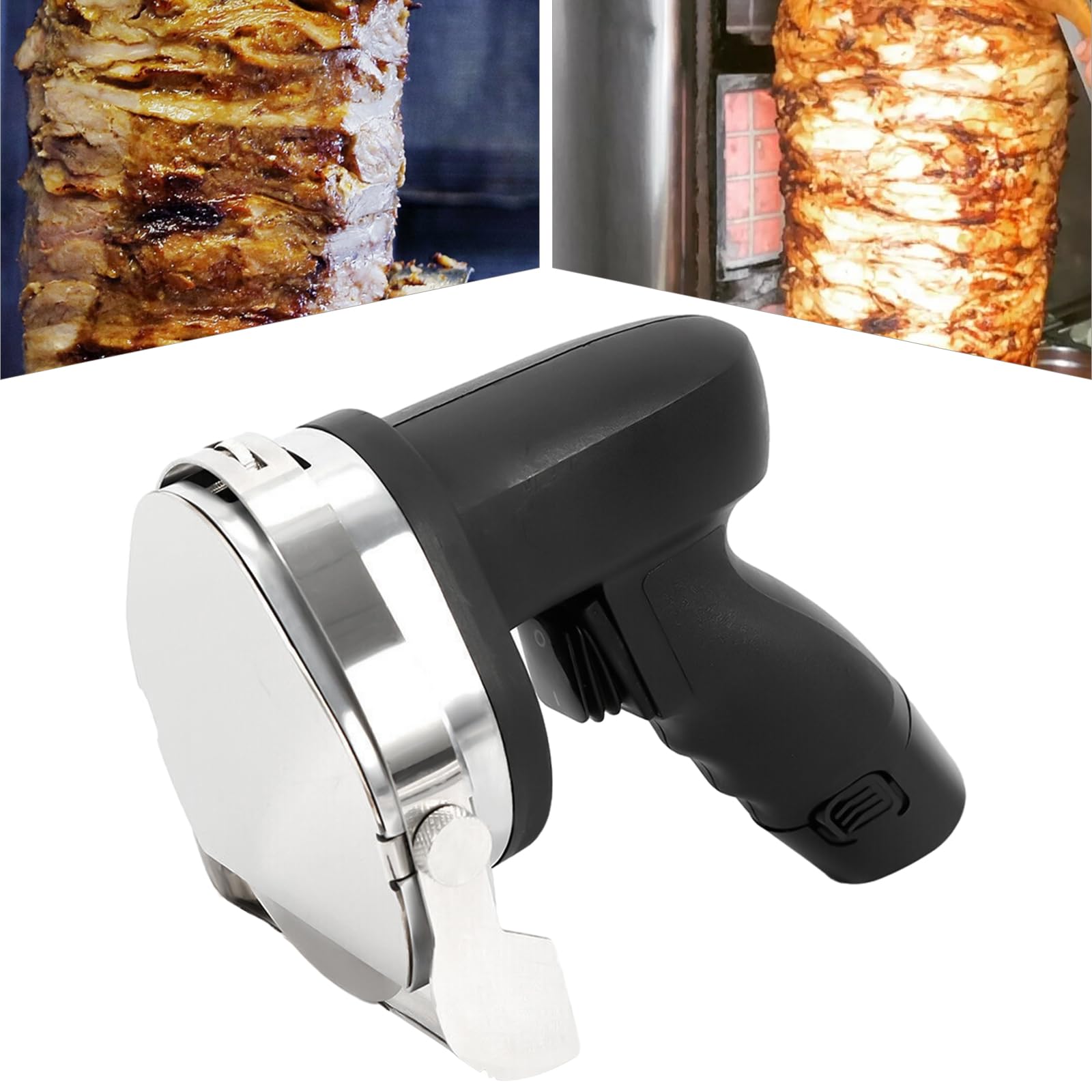 Fetcoi Couteau à Kebab Électrique 80 W - Gyroscopique, Professionnel, Rechargeable et Sans Fil - Épaisseur 0-8 mm