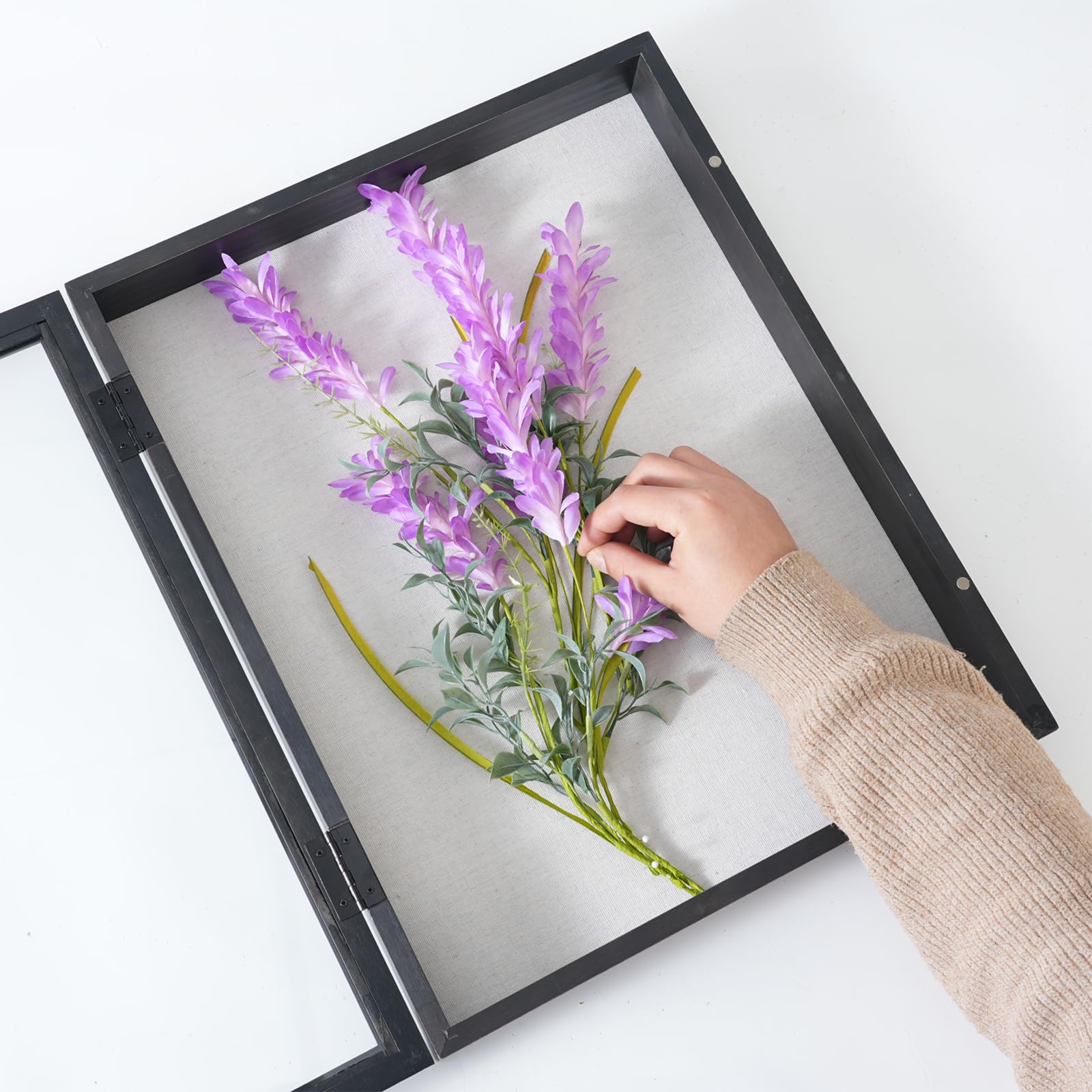Shadow Box Rahmen 16 x 20 - 5,1 cm tiefer Holz- und Glasvitrine mit einzigartiger Perlentür, tiefe Erinnerungsbox für Fotos, Erinnerungsstücke, Sammlungen, Auszeichnungen, Tickets