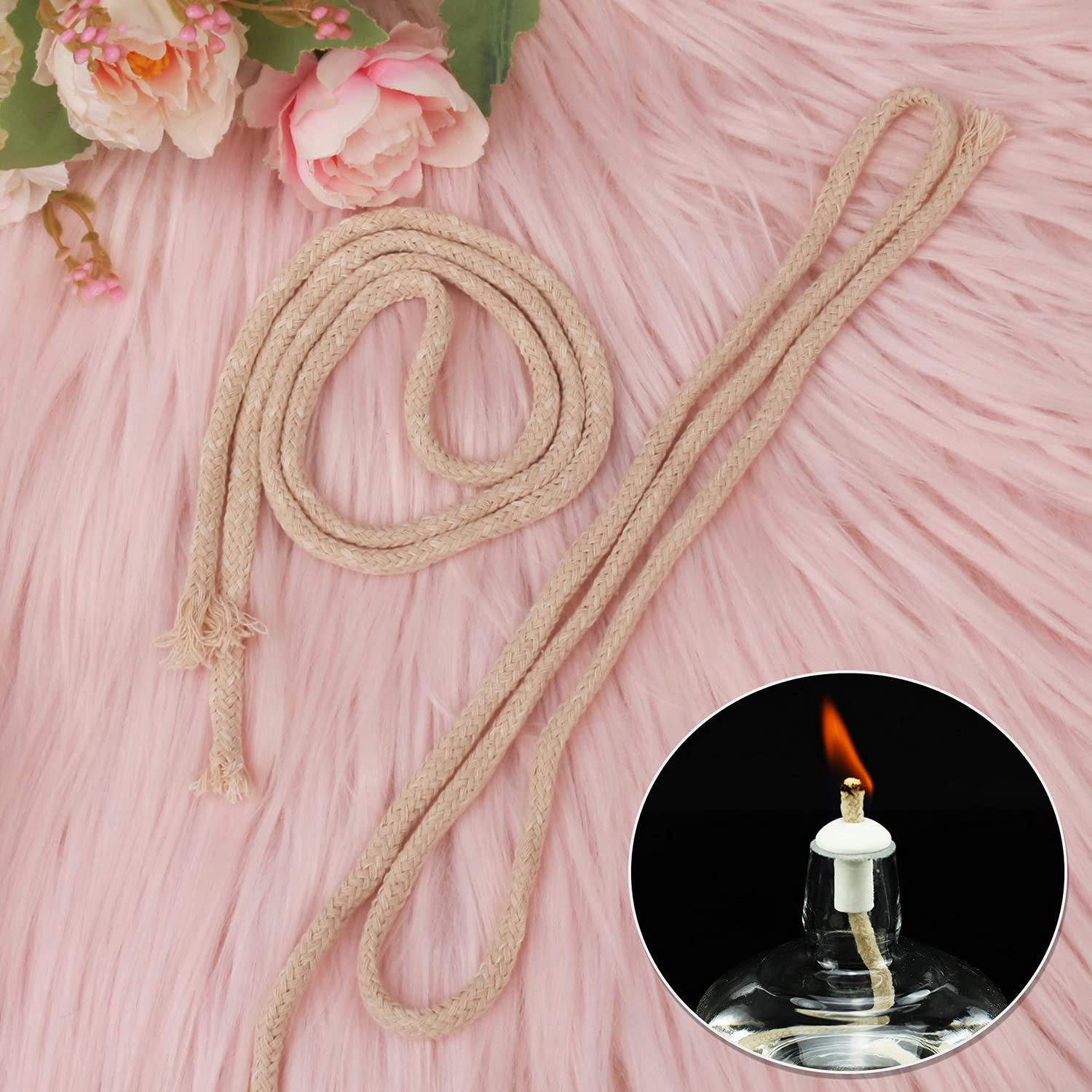 Mèches Coton Tressées 6mm - Lot De 6,5 Pieds Pour Lampes à Huile Et Bougies Maison