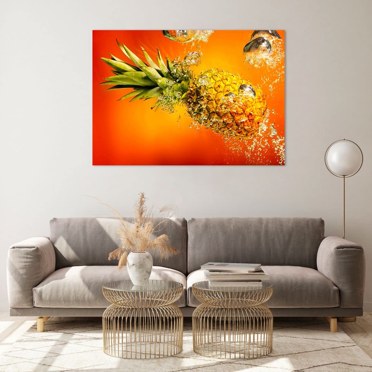 ARTTOR Cuadro Decorativo 100x70cm Moderno Horizontal Cocina - 2209 | caribe Piñas Fruta Cuadro sobre Vidrio Grande Arte mural Dormitorio Cuadros de Pared Impresión en Cristal Glasprint ARTTOR