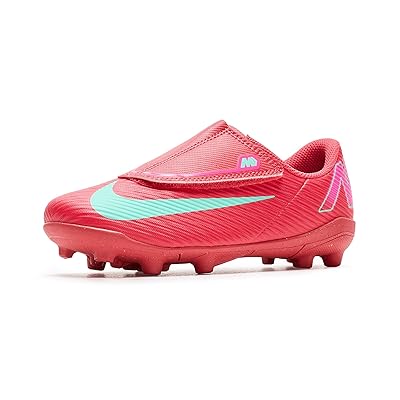 Nike Kids Jr. Mercurial Vapor 16 Club Multi Ground Low Top Soccer Cleats (Toddler/Little Kid) Kids Shoes Ember Glow/Aurora Green