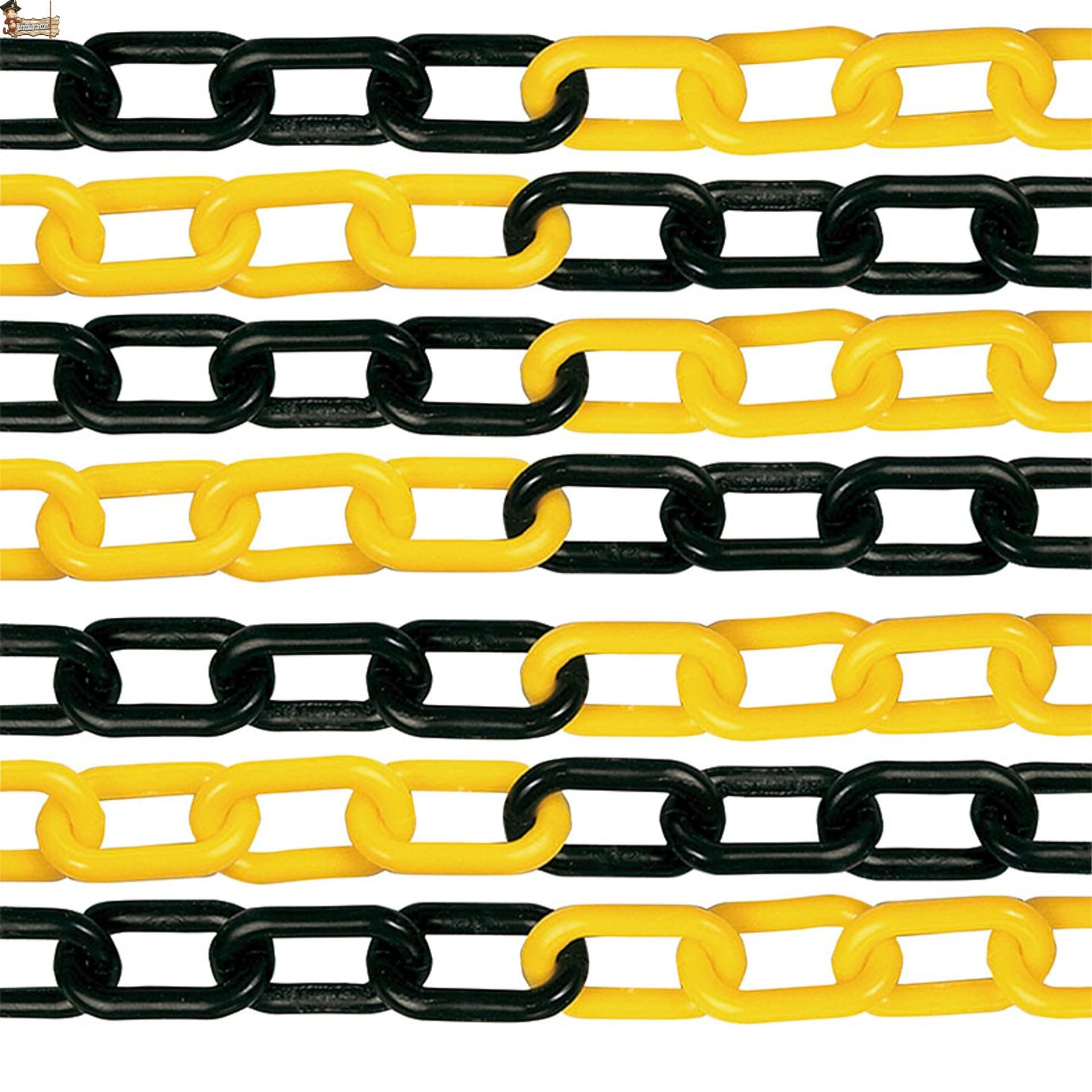 BricoLoco.com Chaîne en plastique maillons signalisation. Pour poteau, délimitation, balise, séparateur (25 mts. 6 mm, jaune et noir)