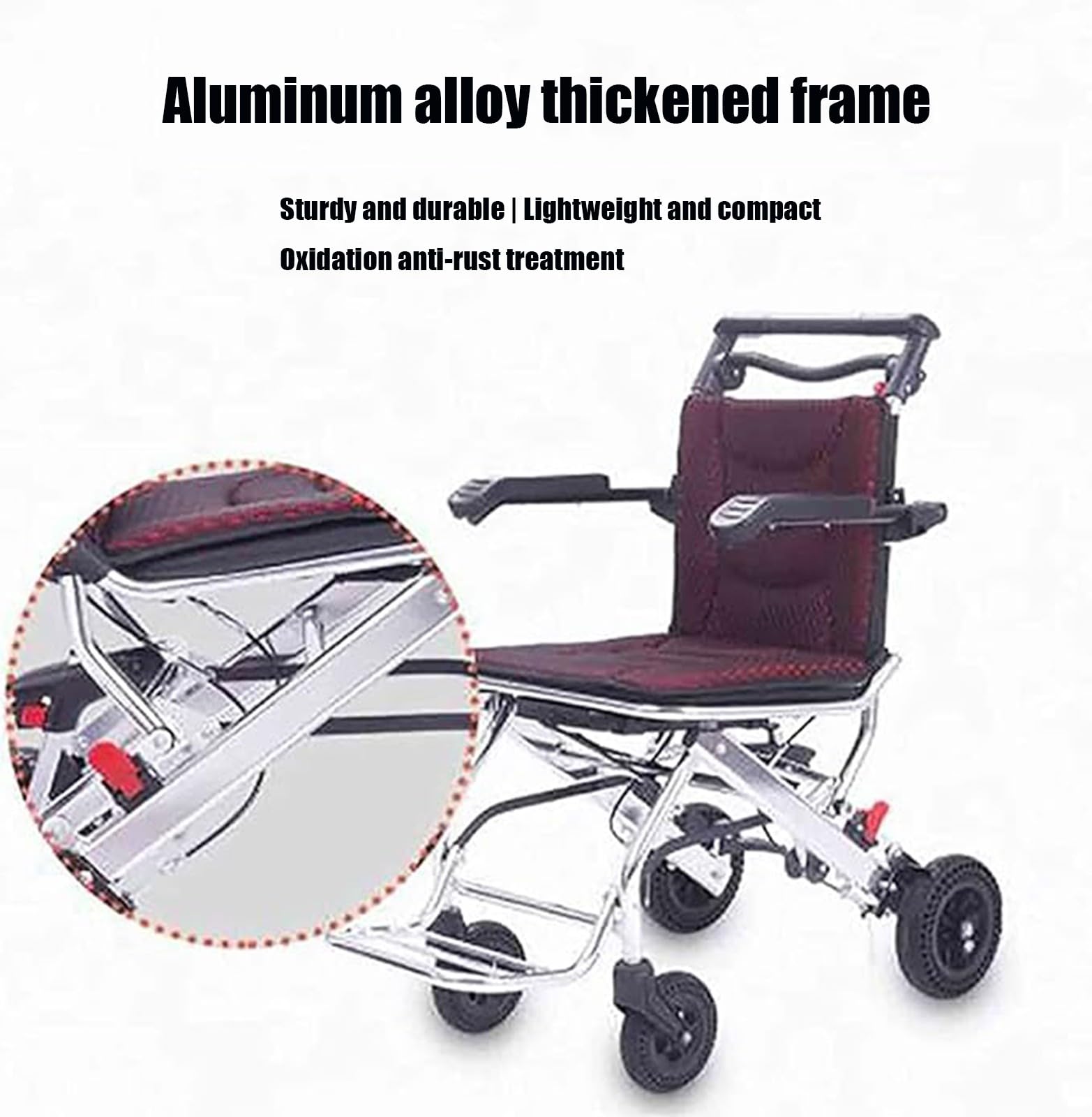 Silla de Ruedas Ligera de Aluminio, Transporte Plegable, Silla de Ruedas portátil, Scooter de Movilidad para Personas Mayores A