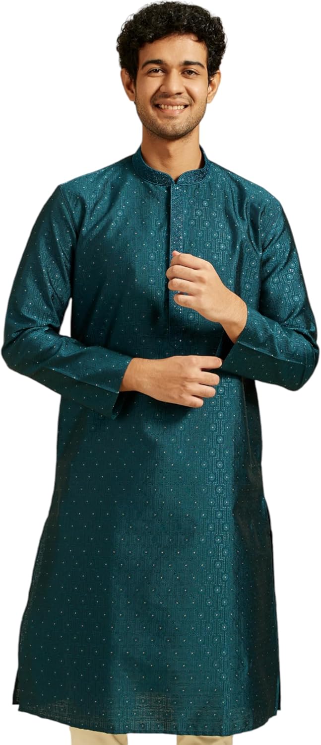 DIWAS BY MANYAVAR メンズ アート シルク スレッド ワーク クルタ (1個)