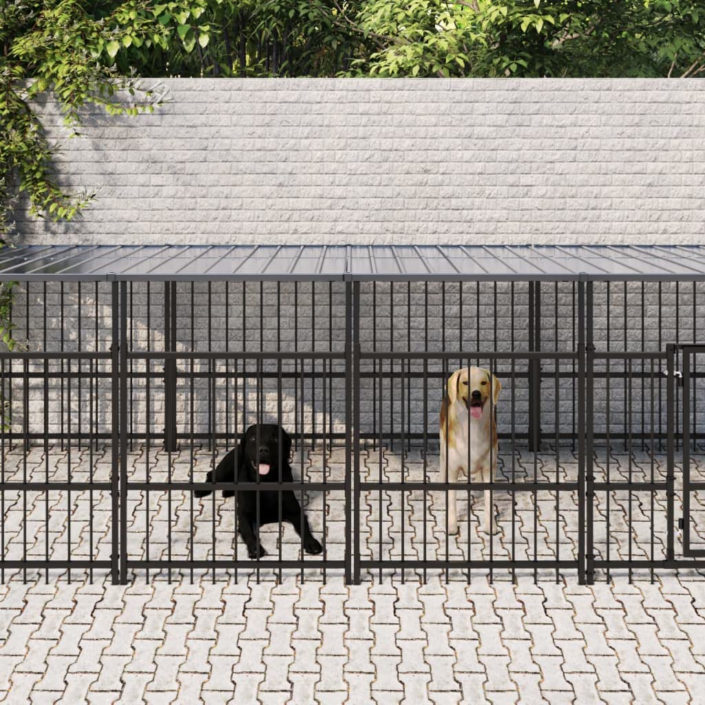 Recinto per Cani in Acciaio Nero 879 cm