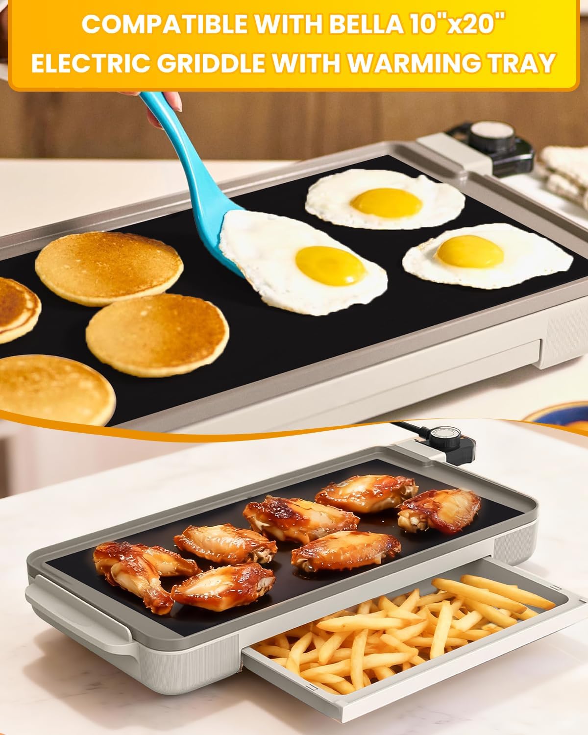 6PCs Grill Mats for Indoor Grill & Oven, 100% Non-Stick PTFE Sheets